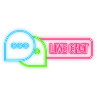 Neon Icon. Live chat in flat style. Online support call center. Customer service. Client comment. Live button. Client support online helpline png
