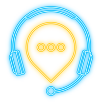 Neon Icon. Live chat in flat style. Online support call center. Customer service. Client comment. Live button. Client support online helpline png