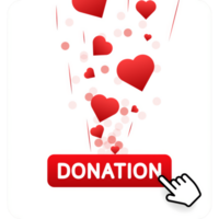 Donation hearts, great design for any purposes. Doodle collection with donation for concept design. Flat cartoon money illustration. png