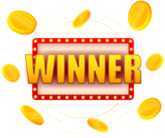 3d retro winner for banner design. Win prize. background. Retro template for game background design. png