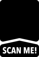 Scan me icon with QR code. Inscription scan me. QR code label. png