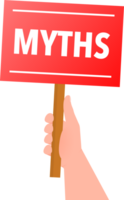 Facts vs myths, fact-checking. Check mark. Fake news. Rumors comparing with true information. Facts vs myths label. png