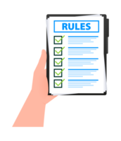 Rules, Checklist with requirements. Principles and strategy. illustration. png