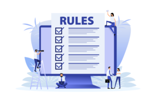 Rules, Checklist with requirements. Principles and strategy. illustration. png