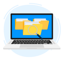 Searching file. Magnifying glass with. Searching and indexing files. File manager. png
