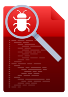 Computer virus detection. Searching bugs. Data protection. Magnifier glass. png
