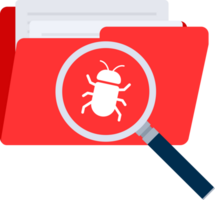 Search for viruses in file folder. Antivirus software searching spam and viruses png
