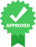 Approved and rejected label. Right and wrong button. Check mark and cross. png