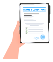 Terms and conditions document. Legal agreements between a service provider and a person who wants to use that service. stock illustration. png