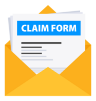 Claim form document in mail. Insurance application form. Accident Snd insurance png