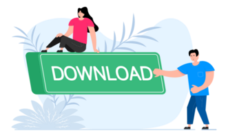 People press button with text download. Click button for app and web design. png