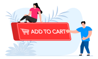 People press button with text add to cart. Click button for app and web design. Shopping cart. png