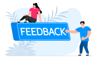 People press button with text feedback. Click button for app and web design. png