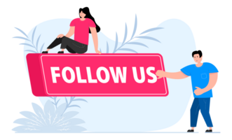 People press button with text follow us. Click button for app and web design. png