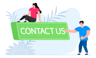 mensen druk op knop met tekst contact ons. Klik knop voor app en web ontwerp. png