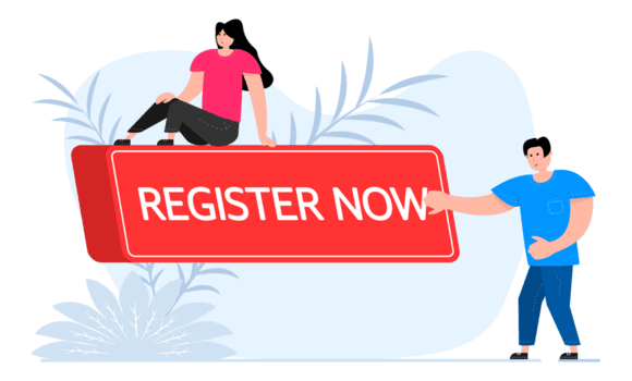 People press button with text Register Now. Click button for app and web design. png