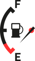 Car fuel tank indicator with gas. Gauge of fuel. Dial of measurement, level, control power. png