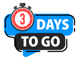 3 Days to go icon. Days Left Badges. Offer countdown date number. Timer, Hourglass icon. png