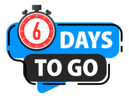 6 Days to go icon. Days Left Badges. Offer countdown date number. Timer, Hourglass icon. png