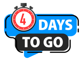 4 Days to go icon. Days Left Badges. Offer countdown date number. Timer, Hourglass icon. png