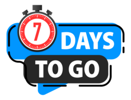7 Days to go icon. Days Left Badges. Offer countdown date number. Timer, Hourglass icon. png