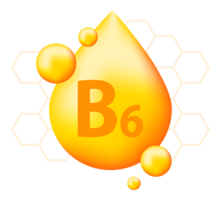 Vitamin B6 with realistic drop. Particles of vitamins in the middle png