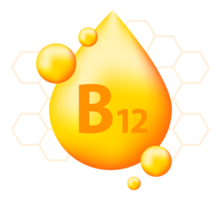 Vitamin b12 with realistic drop. Particles of vitamins in the middle png