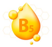 Vitamin B5 with realistic drop. Particles of vitamins in the middle. png