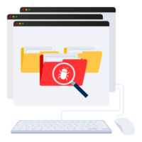 Search for viruses in file folder. Antivirus software searching spam and viruses png