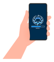 System software update and upgrade. Install new software. Installing app patch png