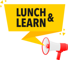 Megaphone label set with text lunch and learn. lunch and learn announcement banner png