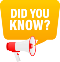 Megaphone label set with text did you know. Did you know announcement banner png