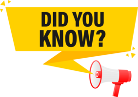 Megaphone label set with text did you know. Did you know announcement banner png
