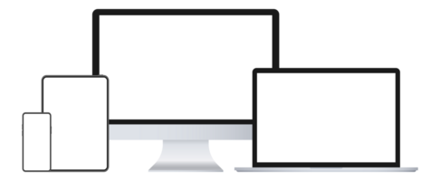 Realistic set of monitor, laptop, tablet, smartphone Mockup. Device mockup for ui ux app and website png