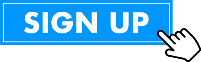 Set of Sign up button. Hand pointer clicking. Sign up web buttons png