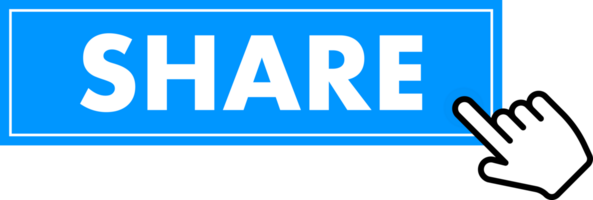 Set of Share button. Hand pointer clicking. Share web buttons png