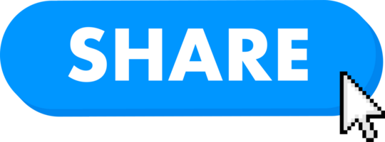 Set of Share button. Hand pointer clicking. Share web buttons png