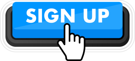 Set of Sign up button. Hand pointer clicking. Sign up web buttons png