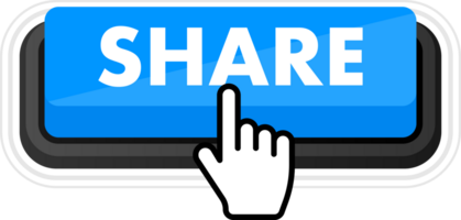Set of Share button. Hand pointer clicking. Share web buttons png