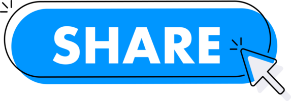 Set of Share button. Hand pointer clicking. Share web buttons png