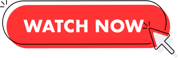 Set of Watch now button. Hand pointer clicking. Watch now web buttons png