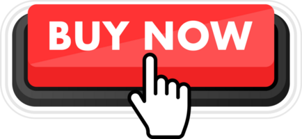Set of buy now button. Hand pointer clicking. Buy now web buttons png