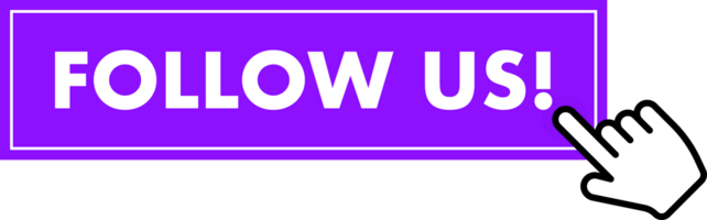 Set of Follow us button. Hand pointer clicking. Follow us web buttons png