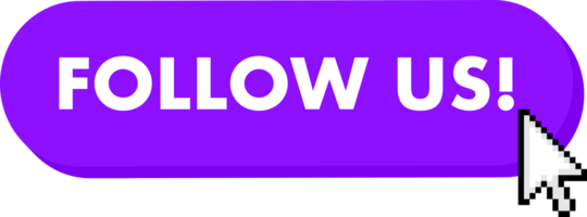 Set of Follow us button. Hand pointer clicking. Follow us web buttons png