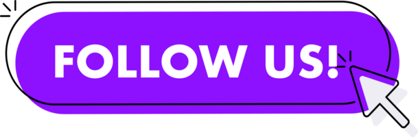 Set of Follow us button. Hand pointer clicking. Follow us web buttons png