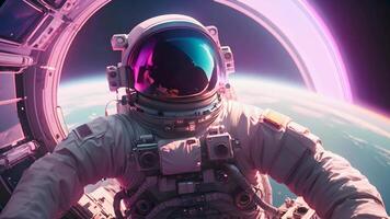 A lone astronaut floats in the vastness of outer space, immersed in the mysteries of the universe. Surrounded by stars, this captivating scene captures the spirit of exploration and the beauty video