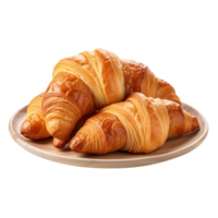 Croissants on plate isolated on transparent background png