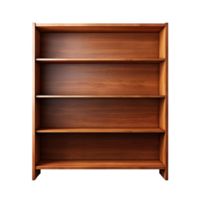 Empty wooden bookshelf isolated on transparent background png