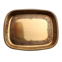 empty gold tray isolated on transparent background png