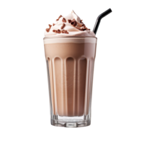 Glass with chocolate milkshake isolated on transparent background png